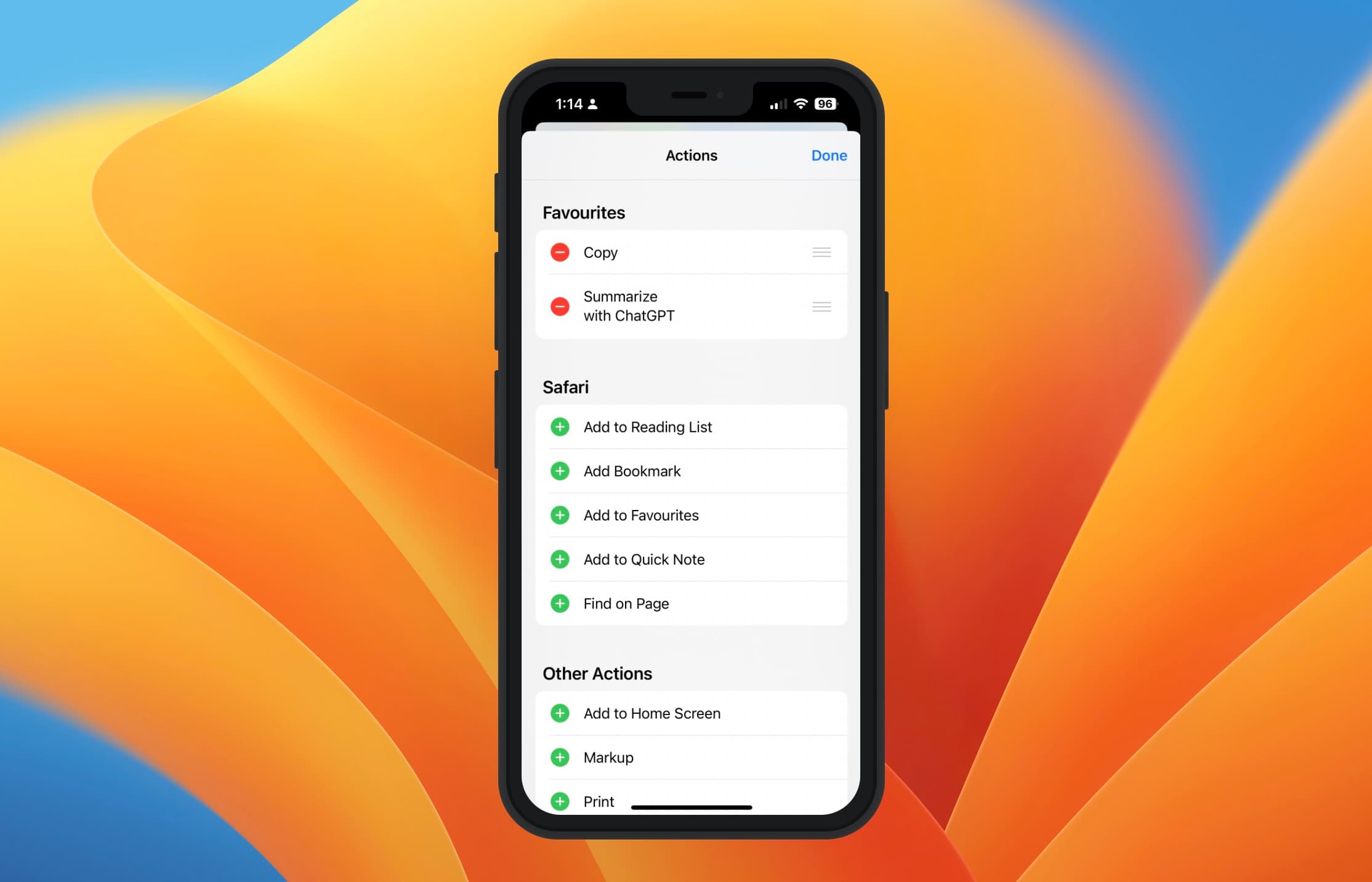 iOS Share Actions