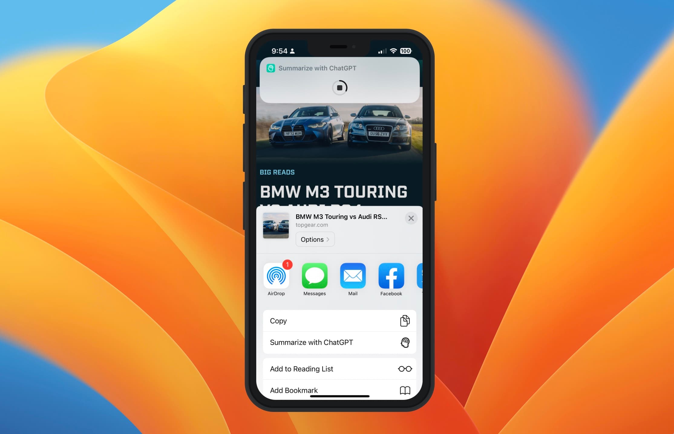 iOS ChatGPT Shortcut Running