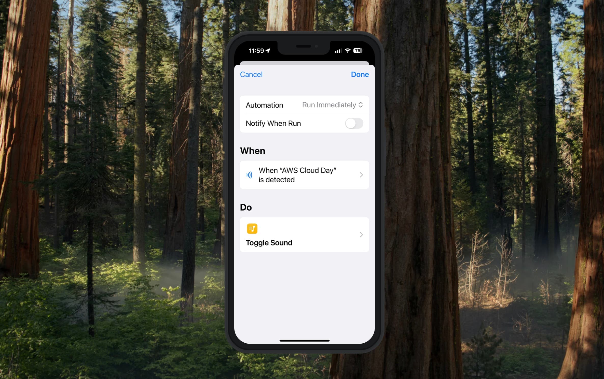 Personal Automation settings