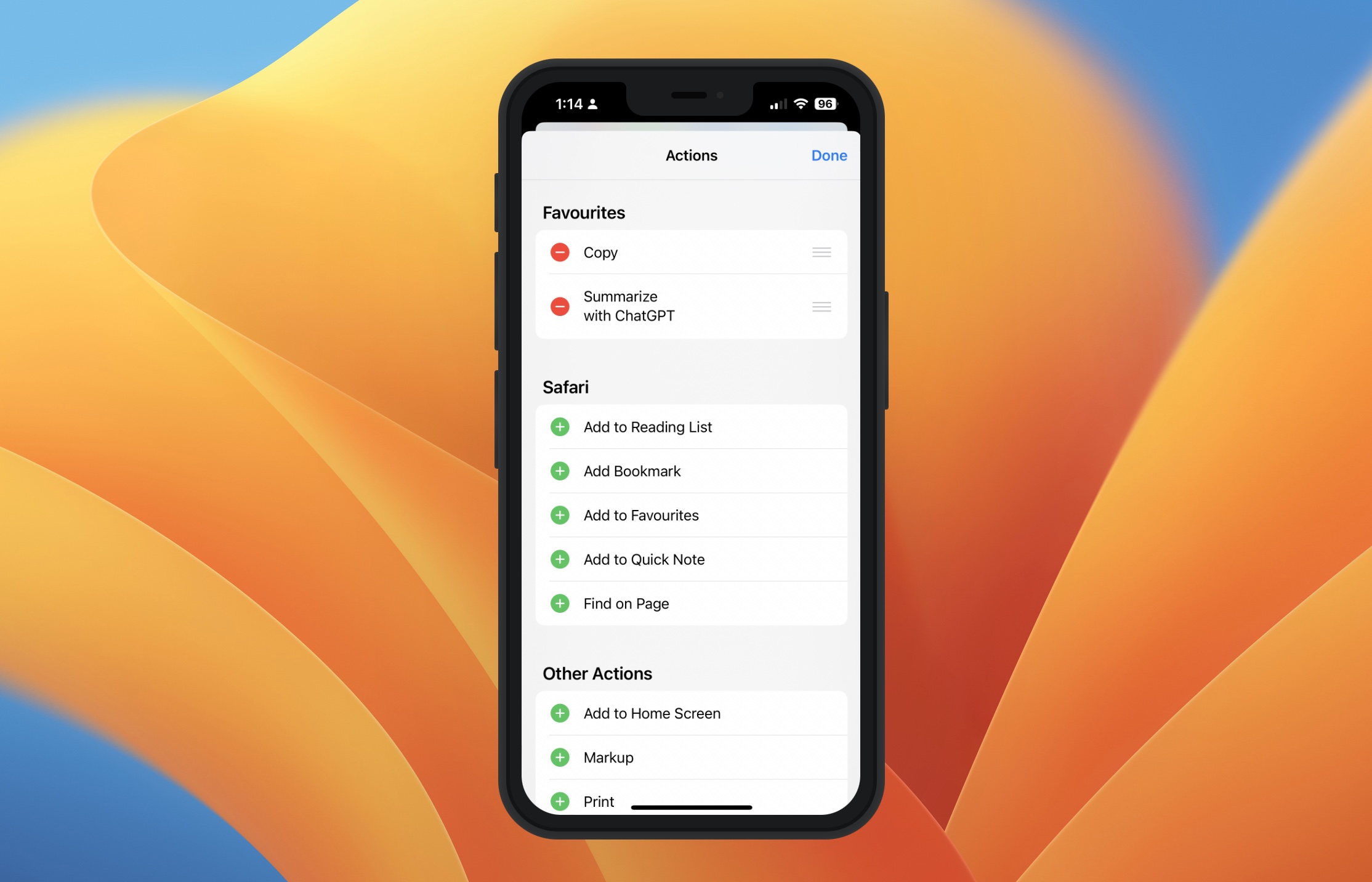 iOS Share Actions